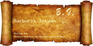 Barborik István névjegykártya